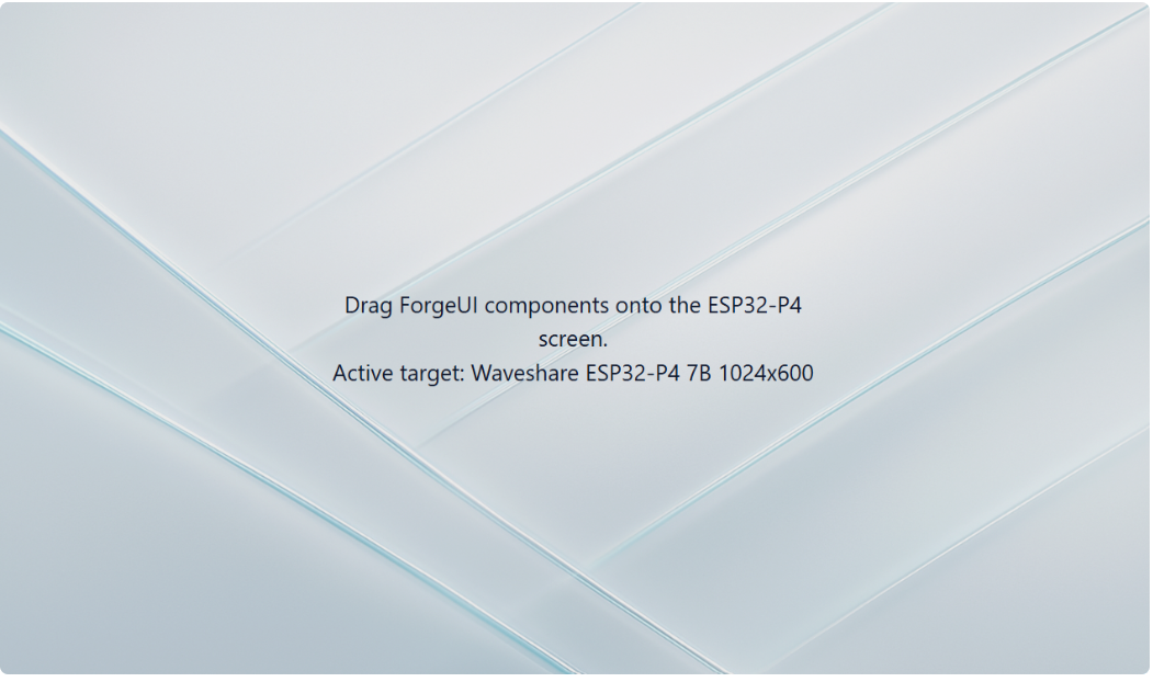Frosted Glass ForgeUI interface running at 1024 by 600